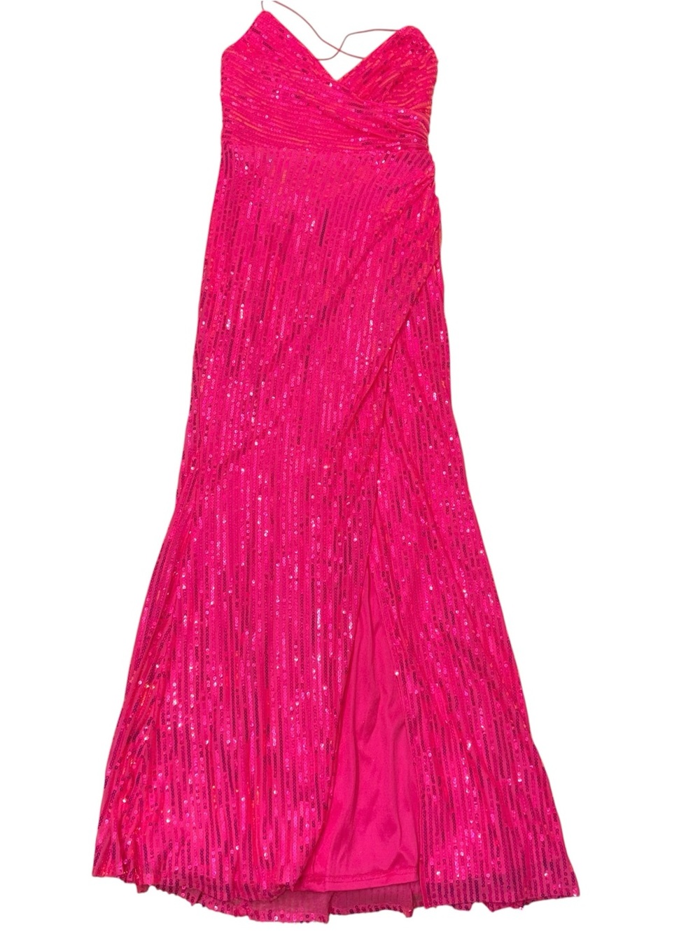 maniju Hot Pink Sequin Strapless Evening Gown size Large